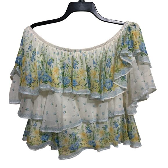 NWT Love Collette Off the Shoulder Floral Tiered Top M - Picture 2 of 4